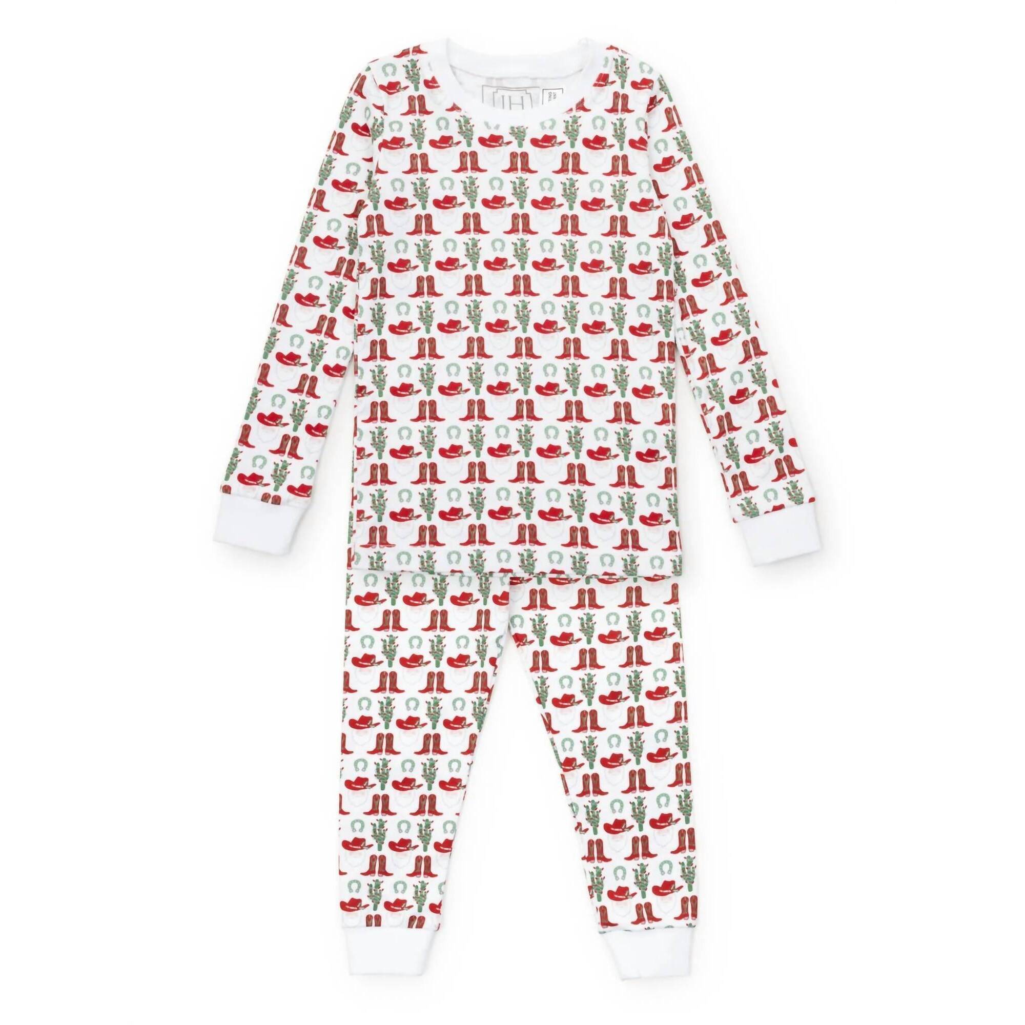 New Lila + Hayes Kid's 2 Piece Pajama Set In Cowboy Christmas